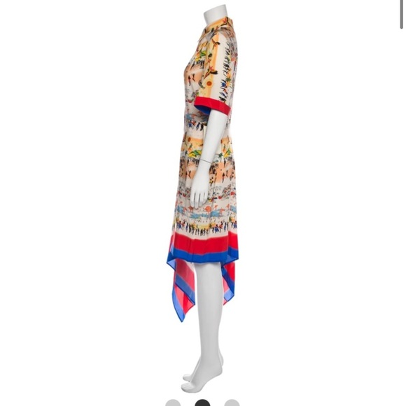 Deveaux- Silk Shirtdress Handkerchief Hem Summer Print Dress - Picture 13 of 15